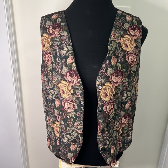 Vintage Northern Tradition Floral Tapestry Vest Waistcoat Size Large - Picture 12 of 12